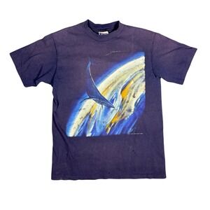 Vintage Whale Galaxy Art T‎ Shirt Hanes Beefy T Shirt Purple M